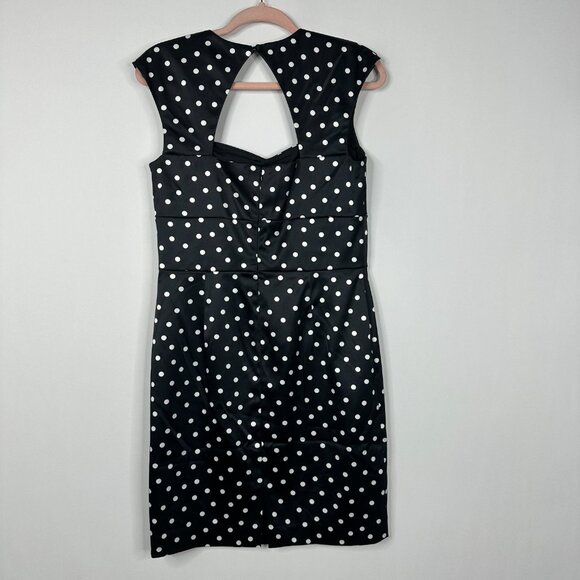 2/$30 White House Black Market Polkadot Cutout Satin Sheath Dress 8 #A0740 - Picture 4 of 8